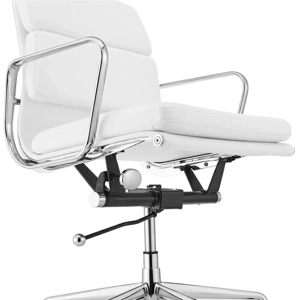 Low Back Office Chair - White Leather
