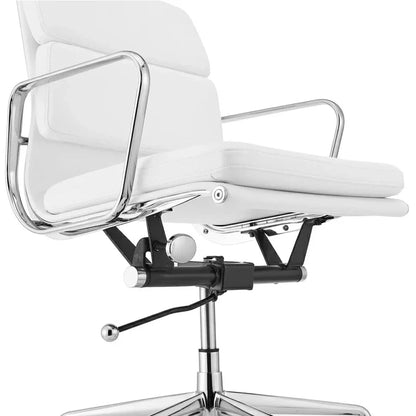 Low Back Office Chair - White Leather