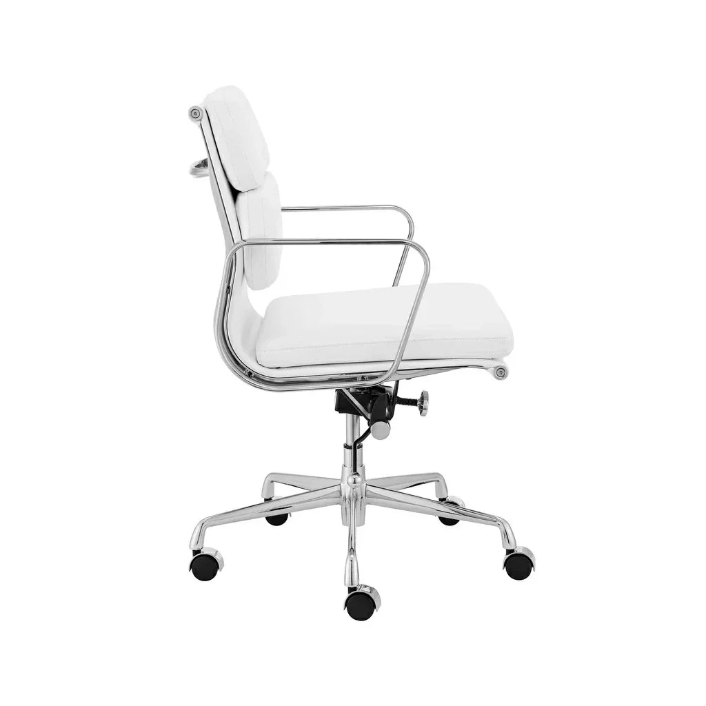 Low Back Office Chair - White Leather