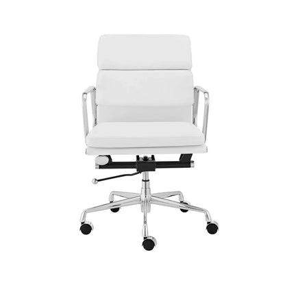 Low Back Office Chair - White Leather