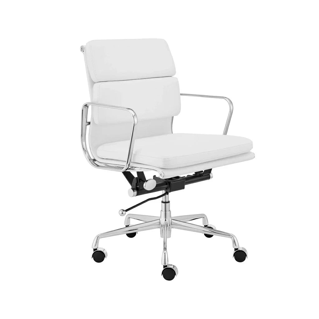 Low Back Office Chair - White Leather