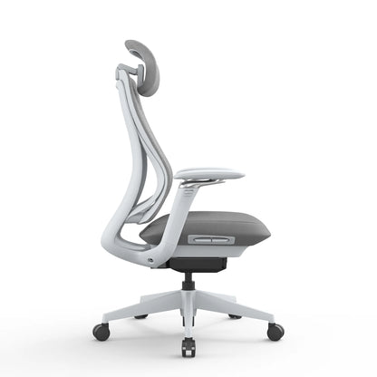 Mesh Office Chair - Light Grey with Headrest