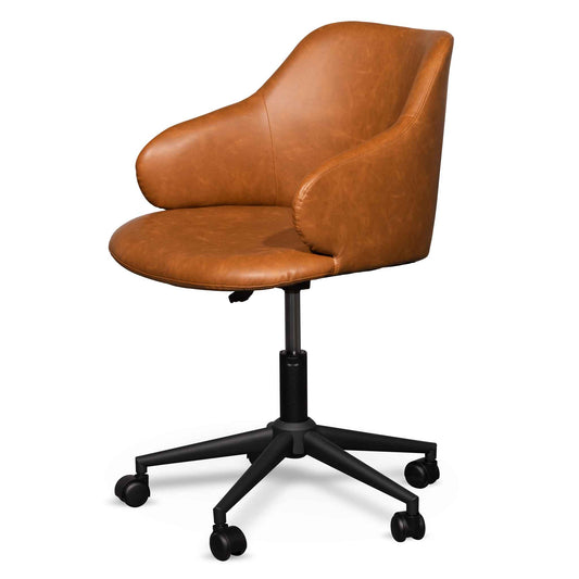 Office Chair - Vintage Tan with Black Base