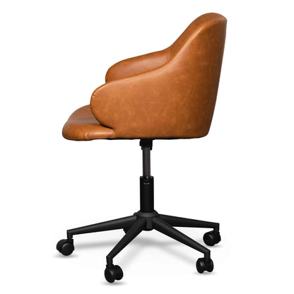 Office Chair - Vintage Tan with Black Base