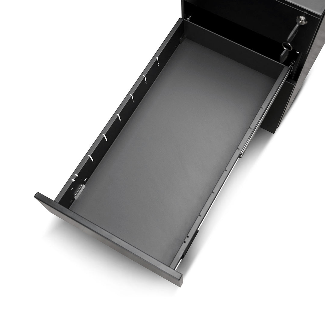 3 Drawers Slim Mobile Pedestal - Black