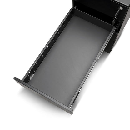 3 Drawers Slim Mobile Pedestal - Black