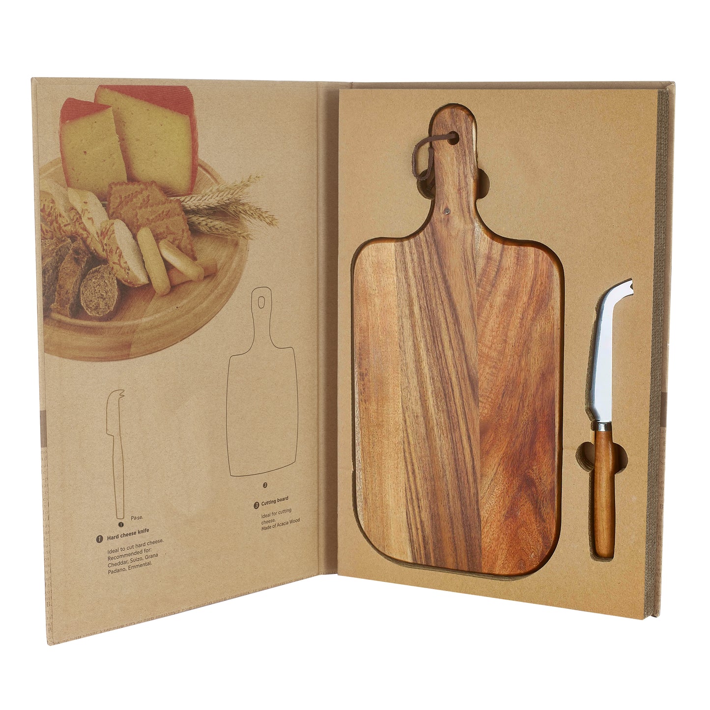 Acacia Wood Cheese Serving Board 2 Piece Giftset