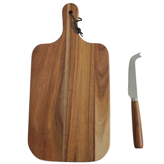Acacia Wood Cheese Serving Board 2 Piece Giftset