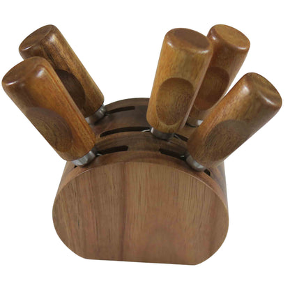 Rubber Wood & Steel Cheese Knife 5 Piece Gift Set