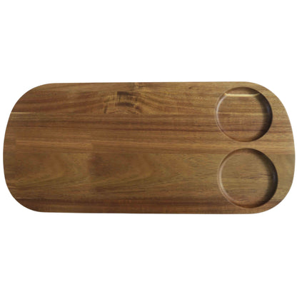 Acacia Wood Cheese Board with Ceramic Dipping Bowls - 5 Piece Gift set