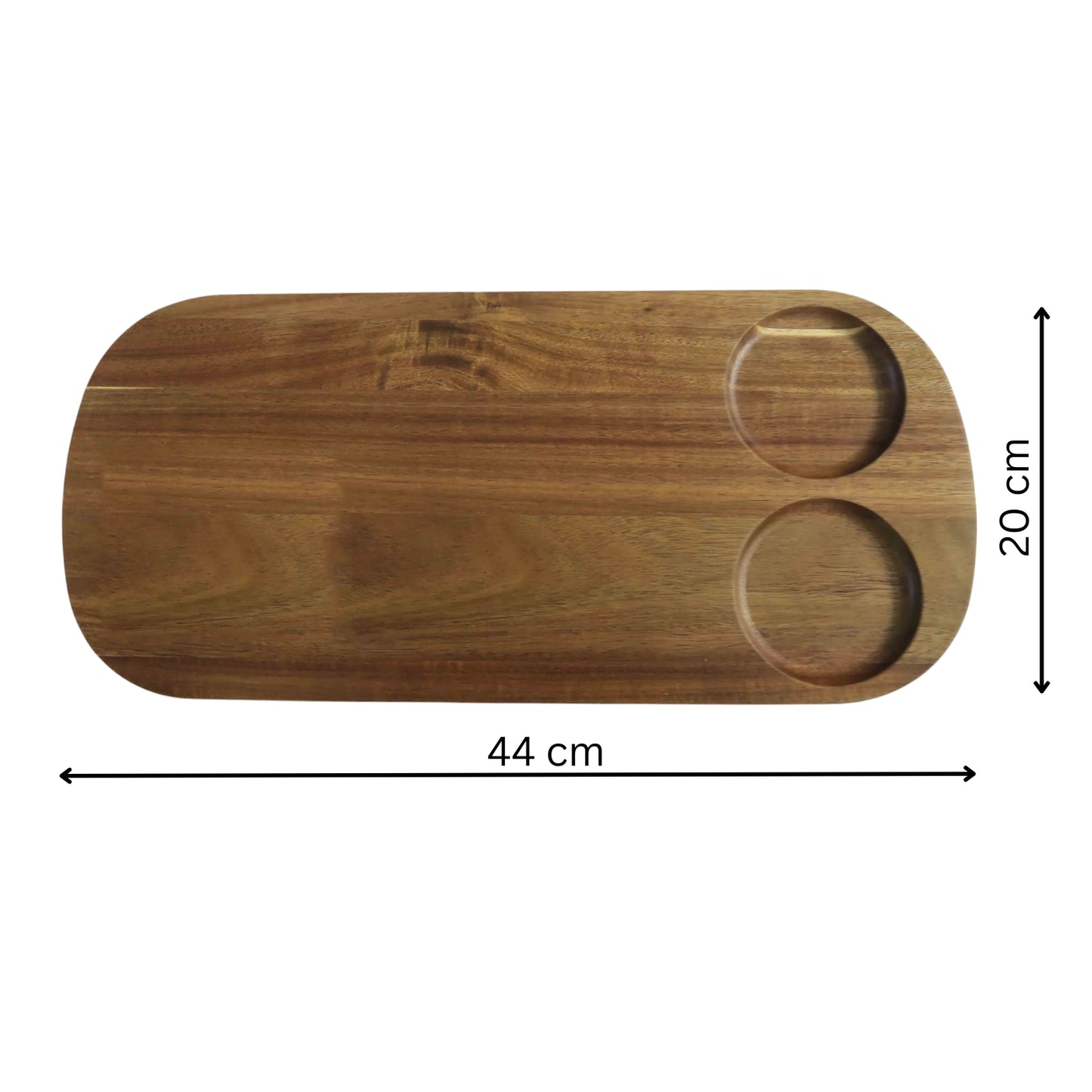 Acacia Wood Cheese Board with Ceramic Dipping Bowls - 5 Piece Gift set