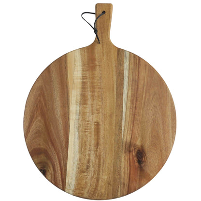 Acacia Wood & Steel Pizza Serving Board Set - 2 Piece