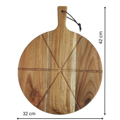 Acacia Wood & Steel Pizza Serving Board Set - 2 Piece