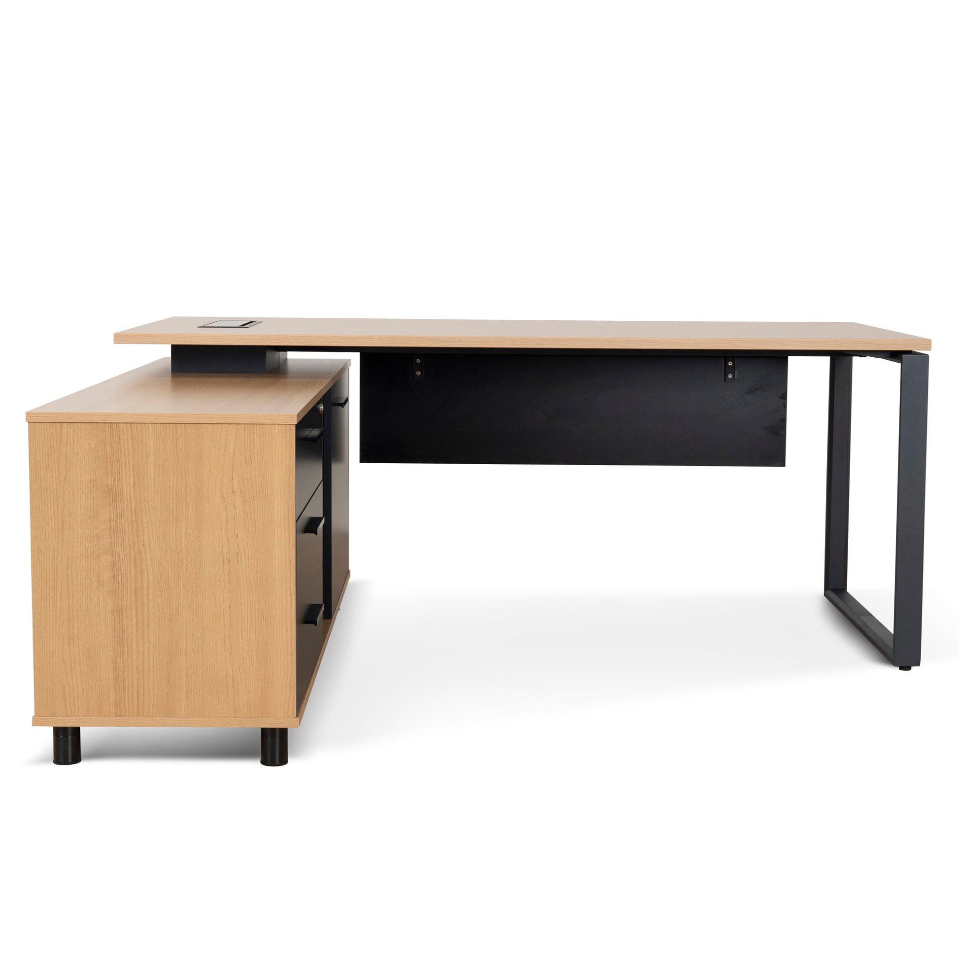 1.8m Executive Desk Left Return with Black Legs - Natural