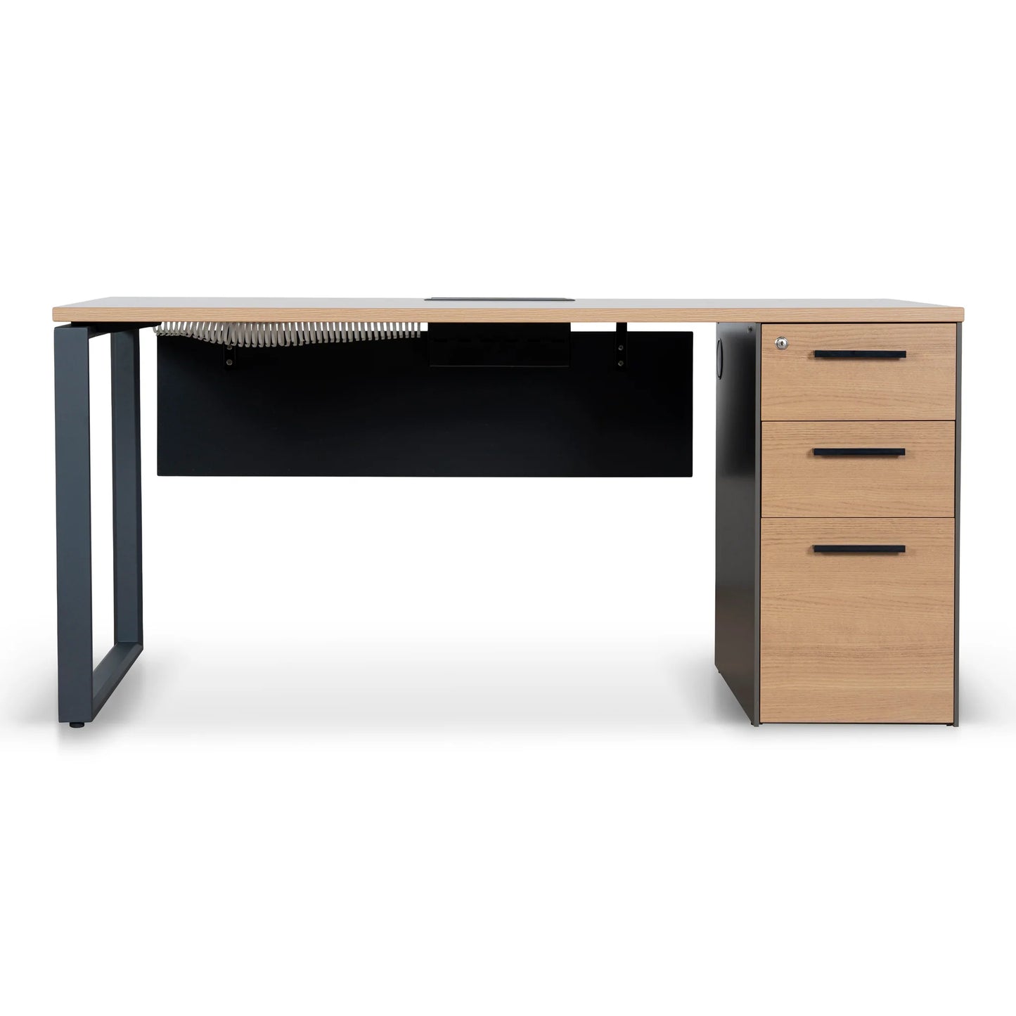 1.6m Single Seater Natural Office Desk - Black Legs
