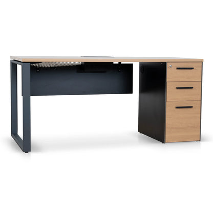 1.6m Single Seater Natural Office Desk - Black Legs