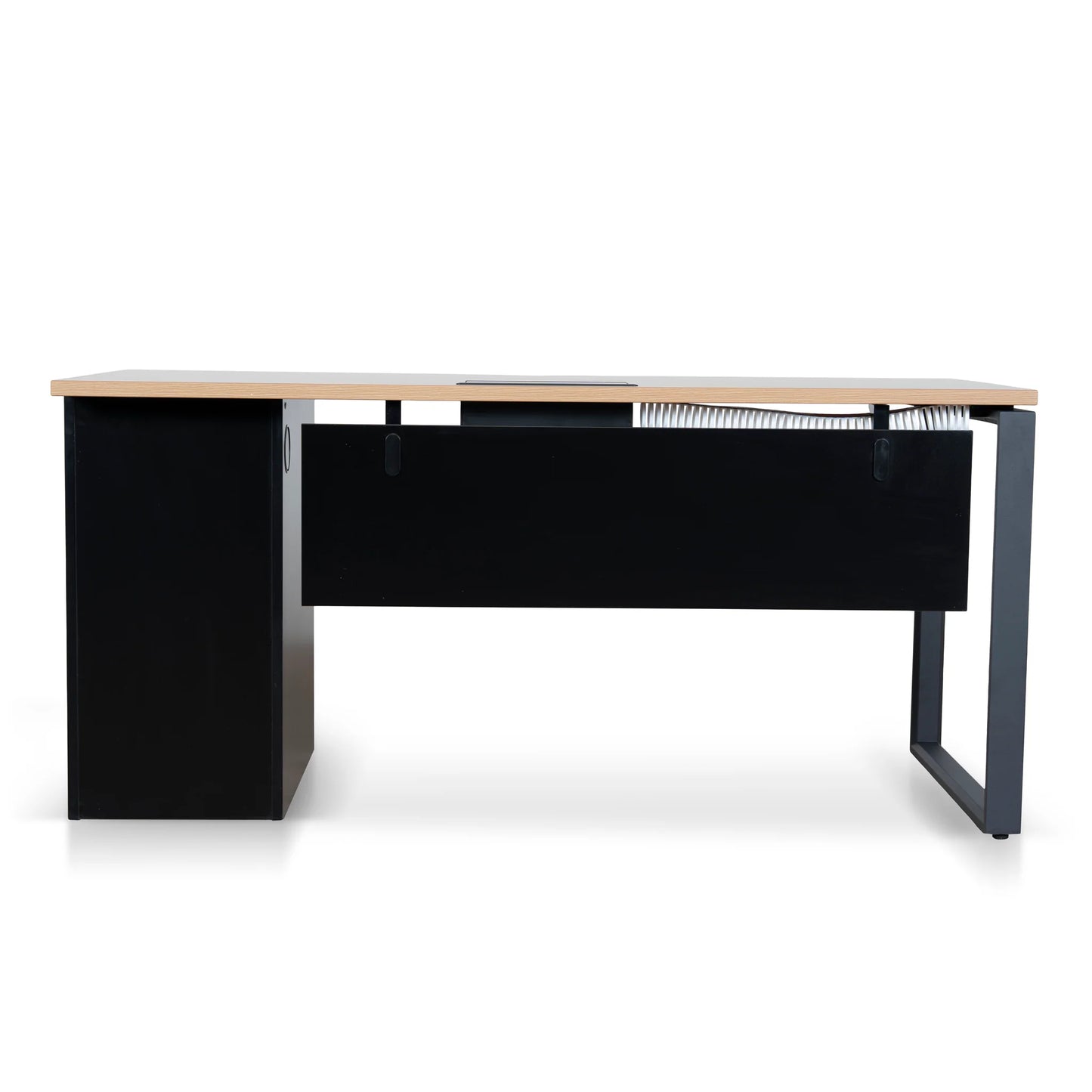 1.6m Single Seater Natural Office Desk - Black Legs