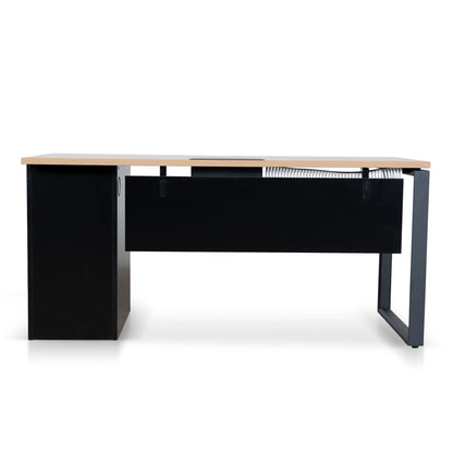 1.6m Single Seater Natural Office Desk - Black Legs