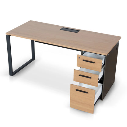 1.6m Single Seater Natural Office Desk - Black Legs