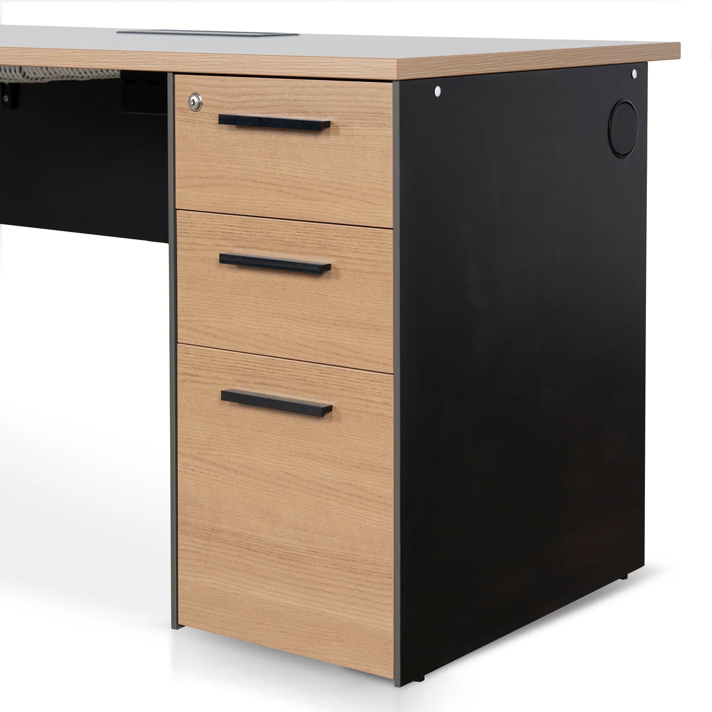 1.6m Single Seater Natural Office Desk - Black Legs