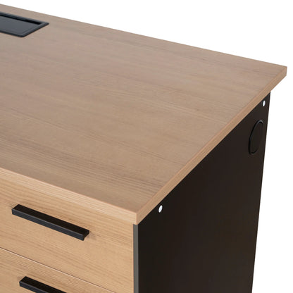 1.6m Single Seater Natural Office Desk - Black Legs