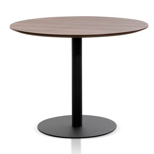 Round Office Meeting Table - Walnut with Black Base