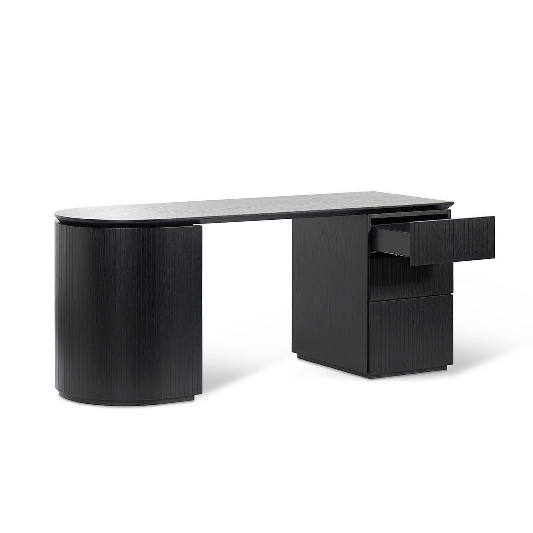 1.77m Right Drawer Office Desk - Black Oak