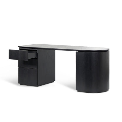 1.77m Left Drawer Office Desk - Black Oak