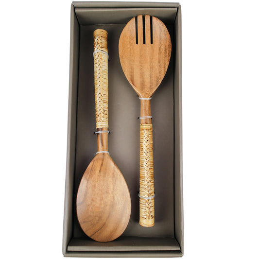 Rattan Salad 2 Piece Server Set
