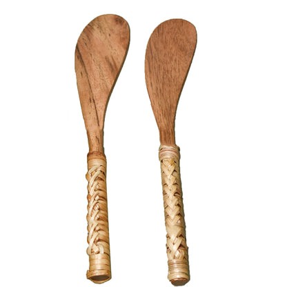 Rattan Handle Spreader Knife Set – 2 Piece