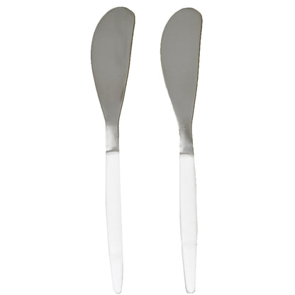 Steel Spreader Knife Set with White Handles - 2 Piece