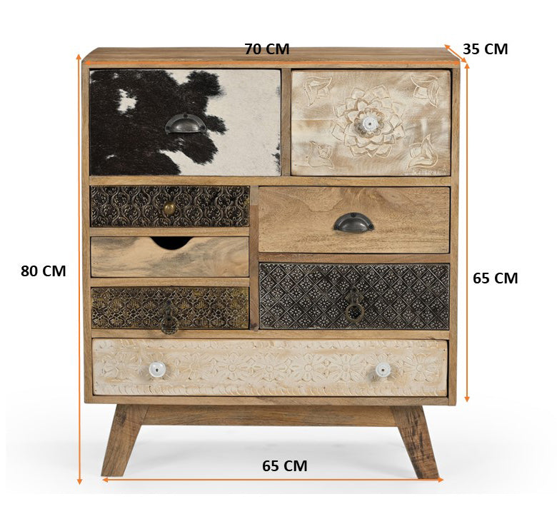 Scandi Handmade Solid Timber Cowhide Cabinet