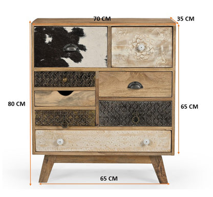 Scandi Handmade Solid Timber Cowhide Cabinet
