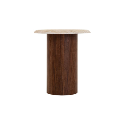 Walnut Side Table - Stone Look Beige