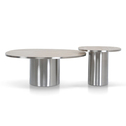 Nested Porcelain Coffee Table Table - Stainless Steel