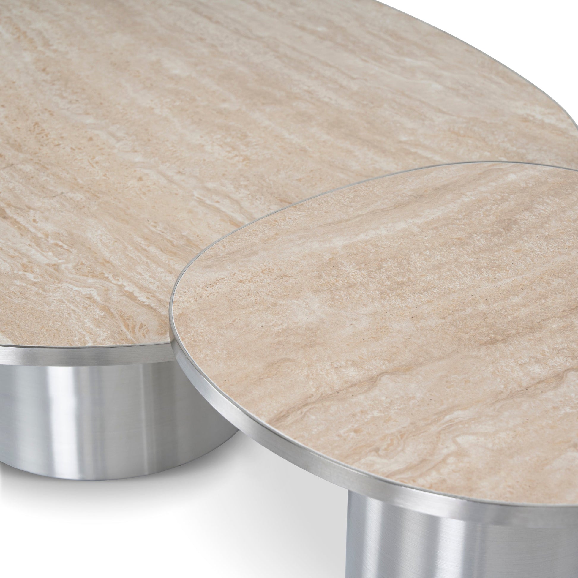 Nested Porcelain Coffee Table Table - Stainless Steel