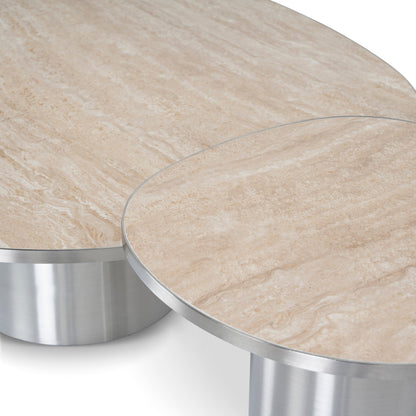 Nested Porcelain Coffee Table Table - Stainless Steel