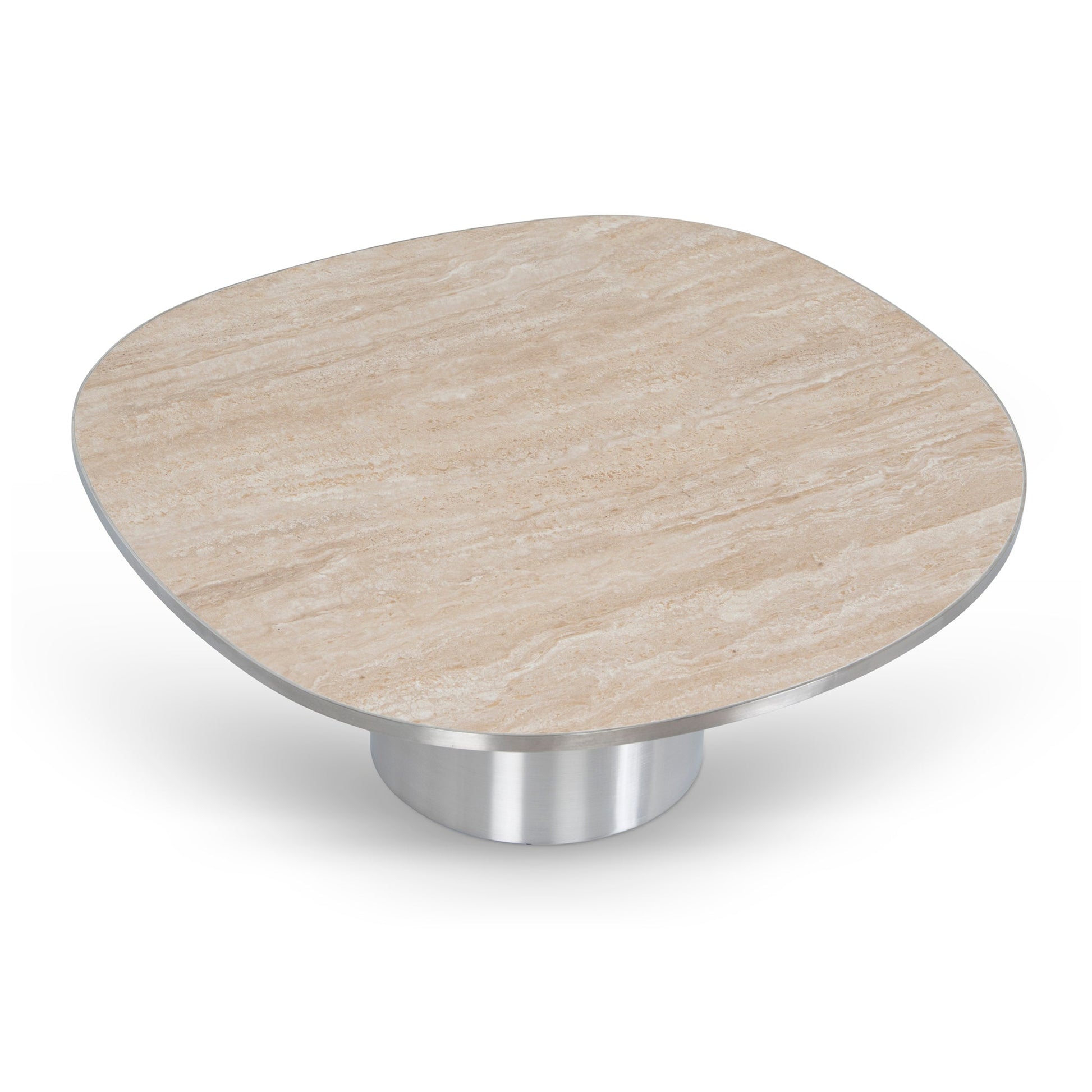 Nested Porcelain Coffee Table Table - Stainless Steel