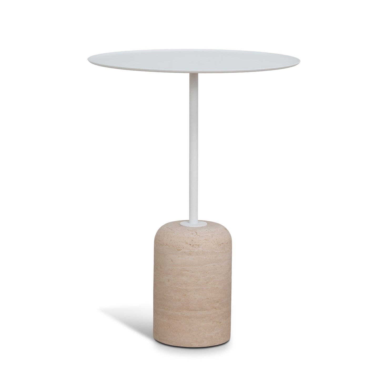 45cm Matte White Side Table - Travertine