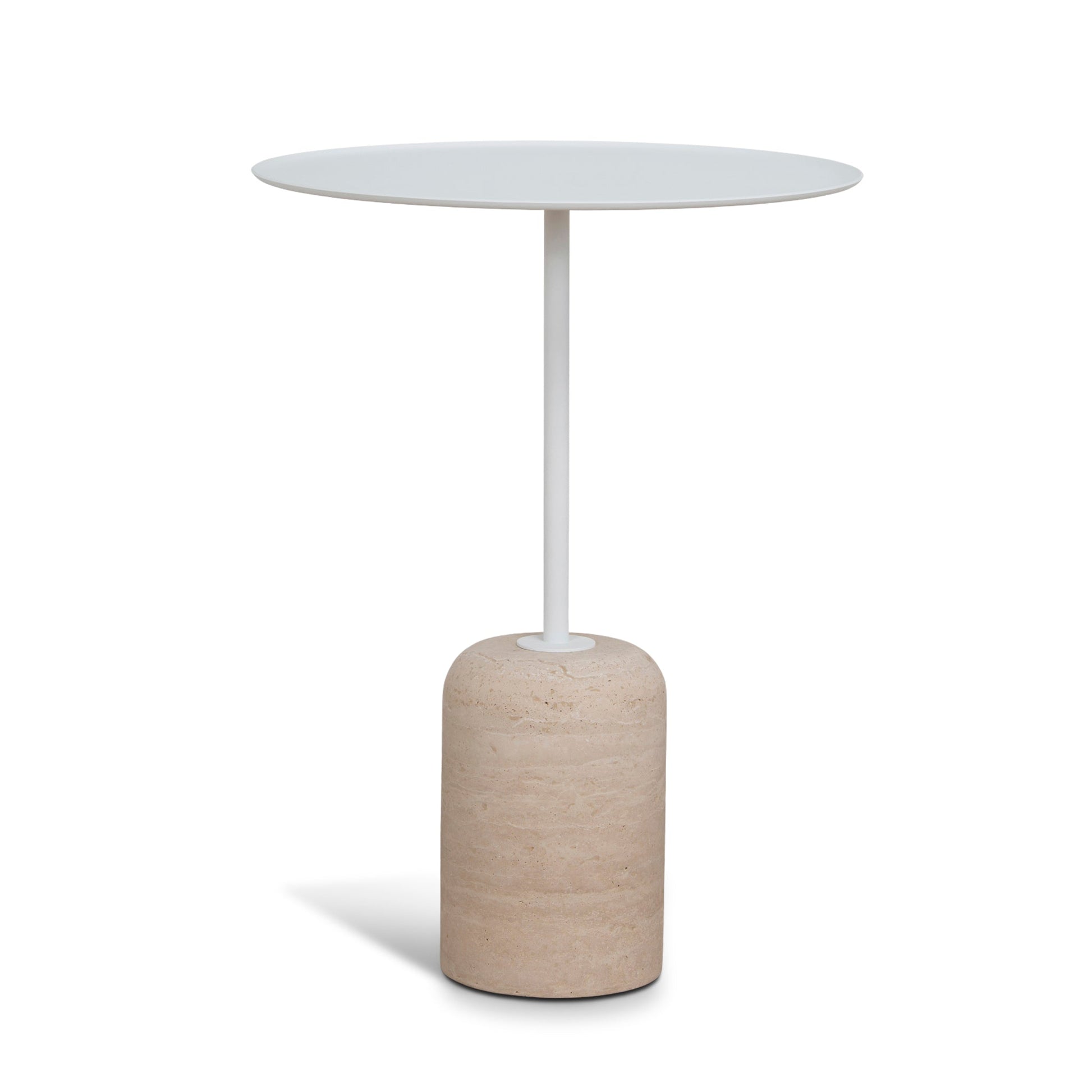 45cm Matte White Side Table - Travertine