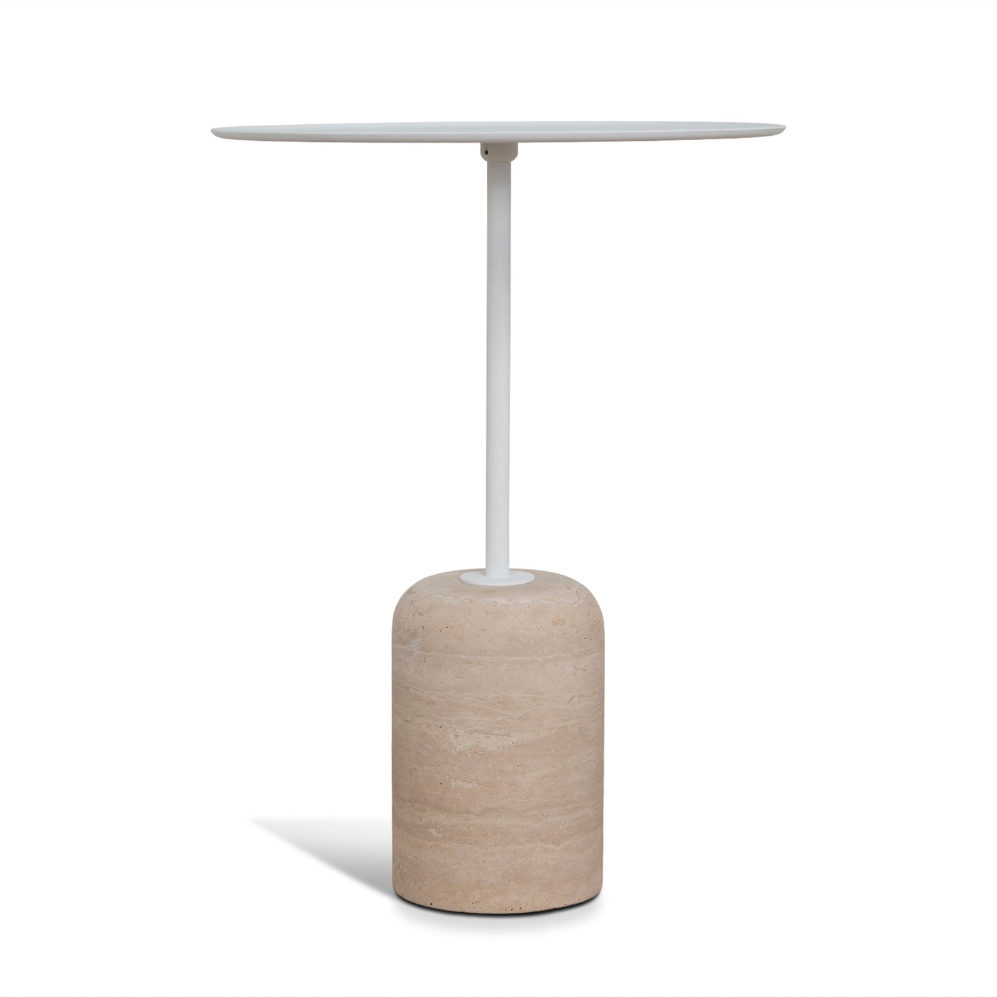 45cm Matte White Side Table - Travertine