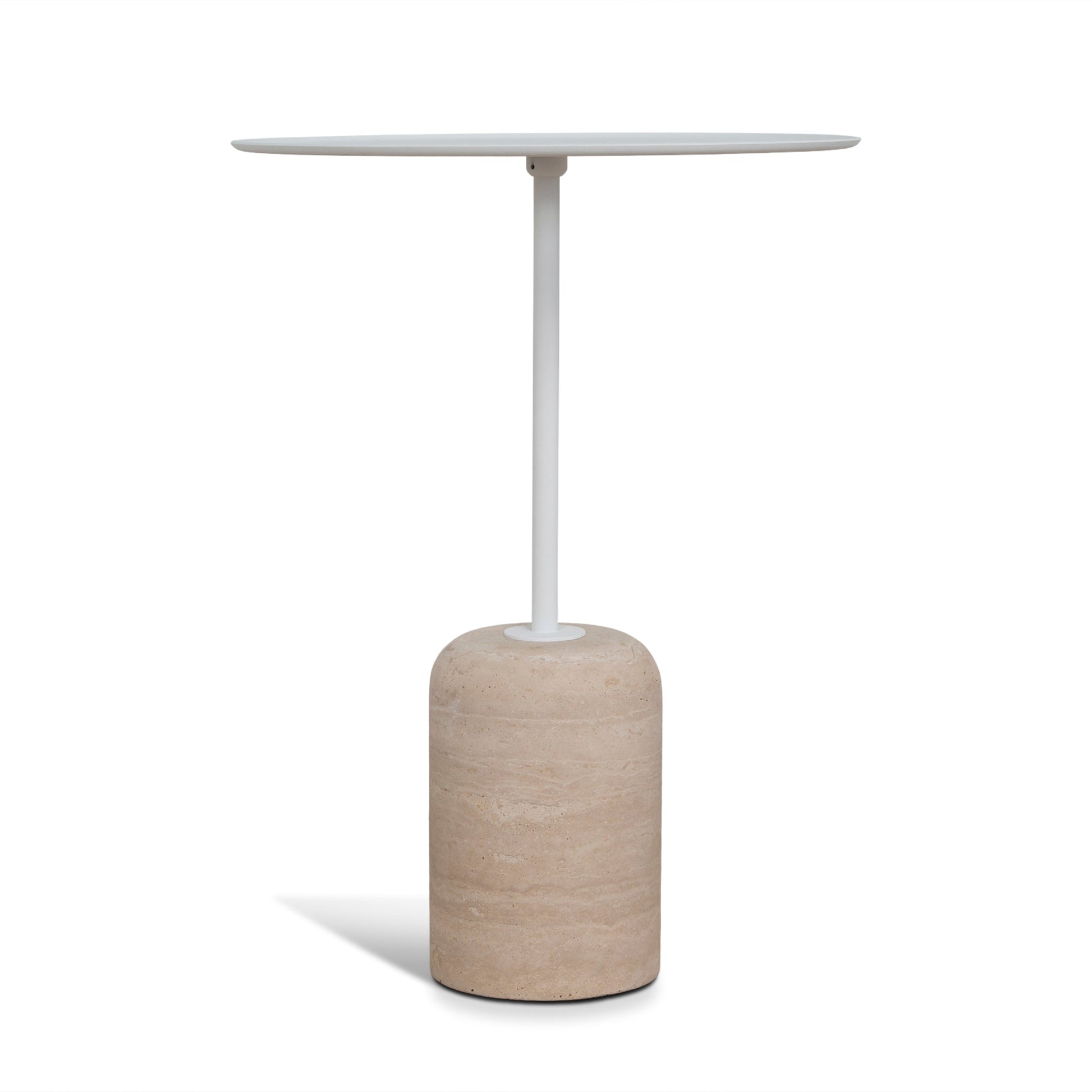 45cm Matte White Side Table - Travertine