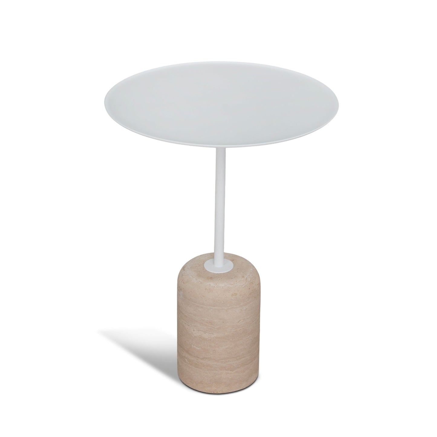 45cm Matte White Side Table - Travertine