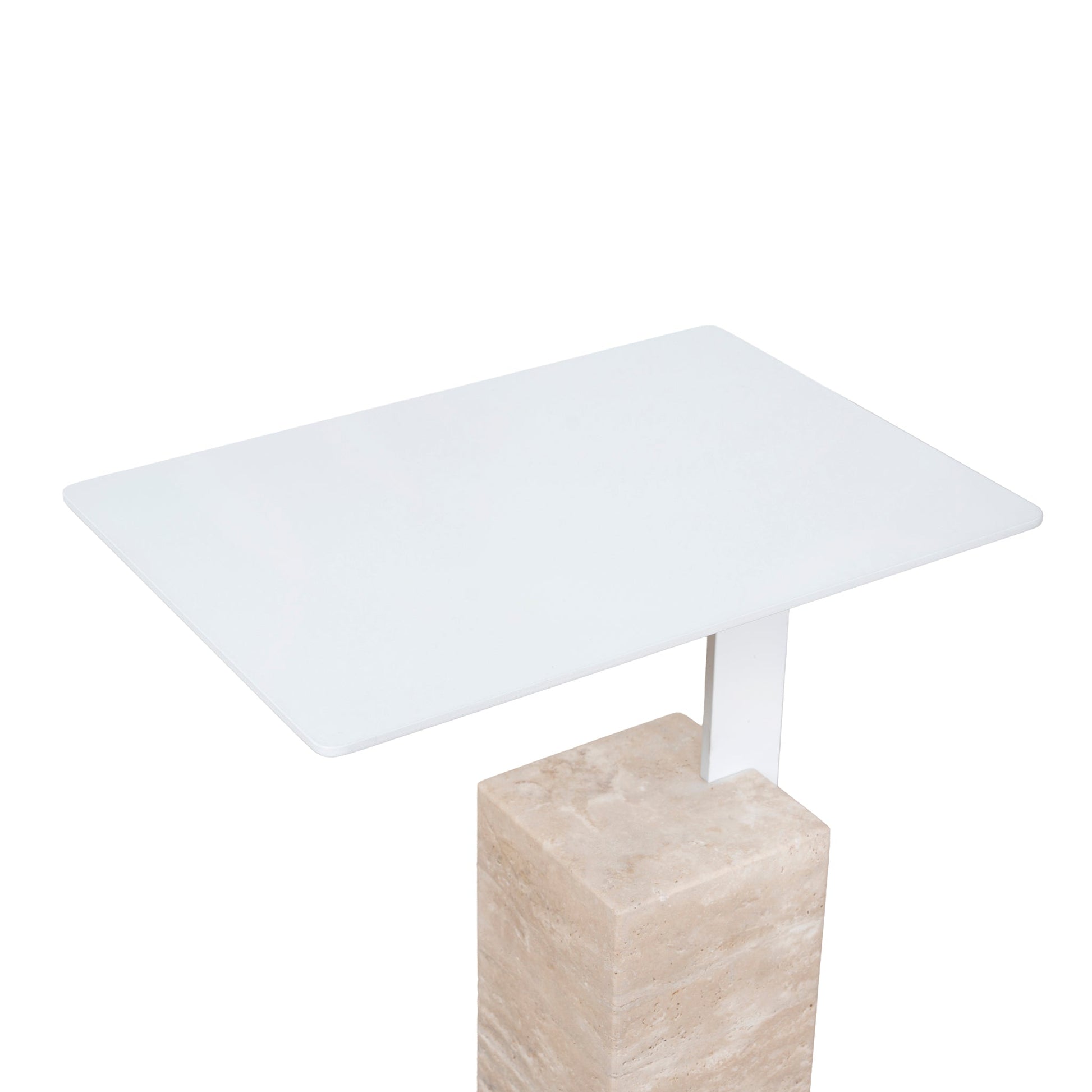 40cm Matte White Side Table - Natural