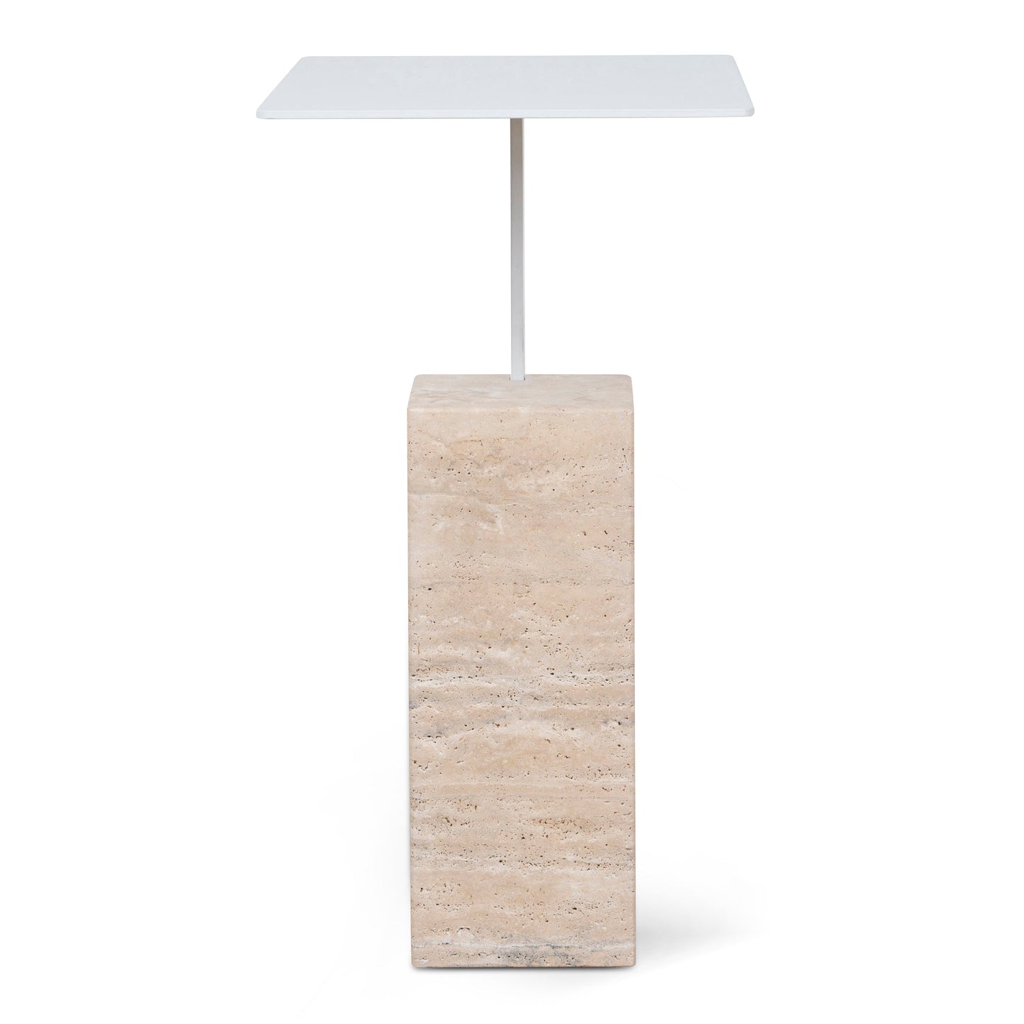 40cm Matte White Side Table - Natural