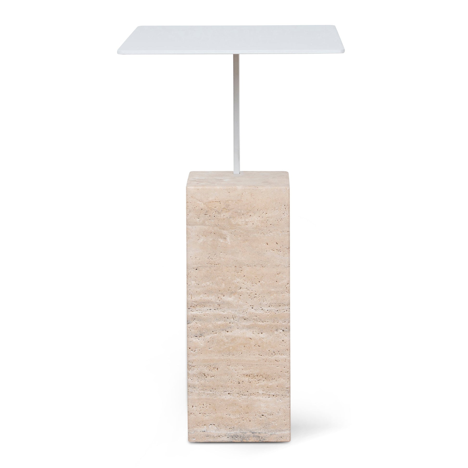 40cm Matte White Side Table - Natural