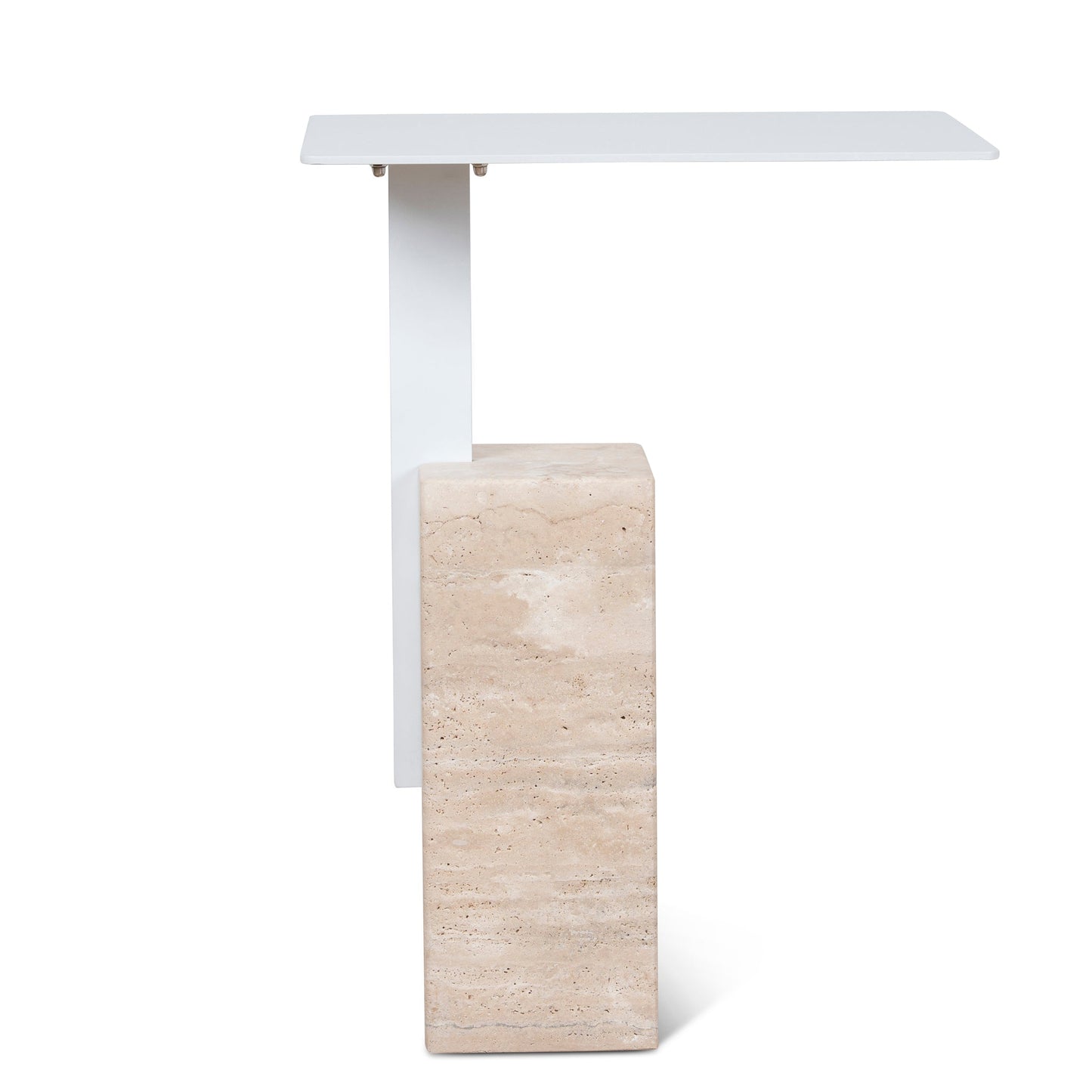 40cm Matte White Side Table - Natural