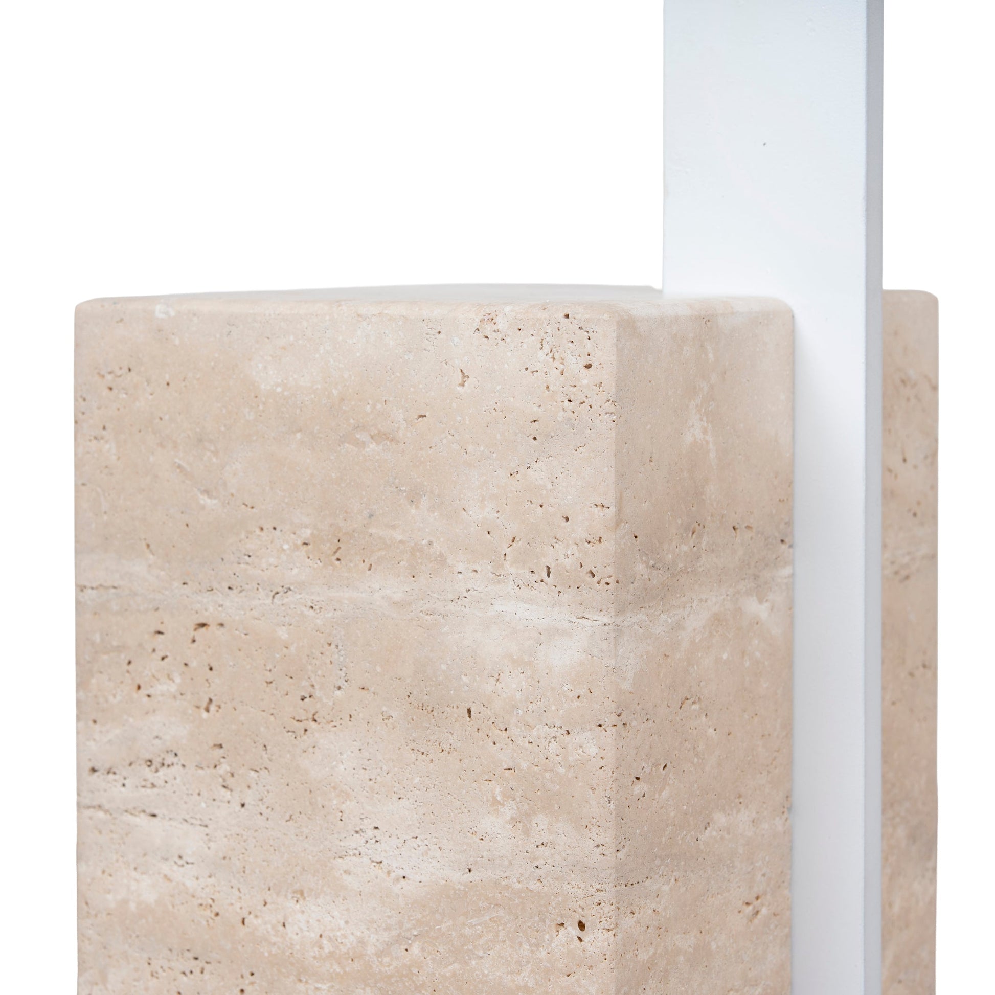 40cm Matte White Side Table - Natural