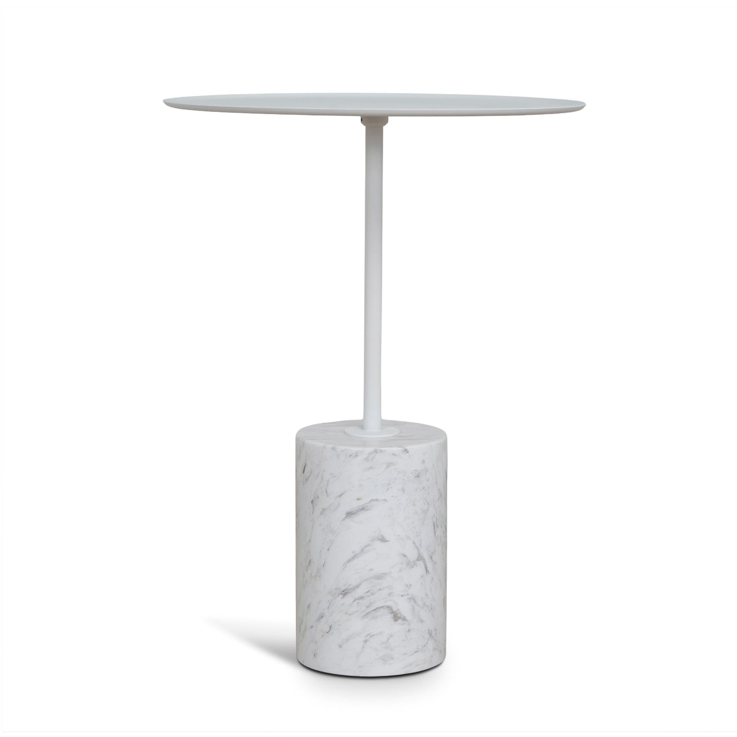 45cm Matte White Side Table - Carrara Marble
