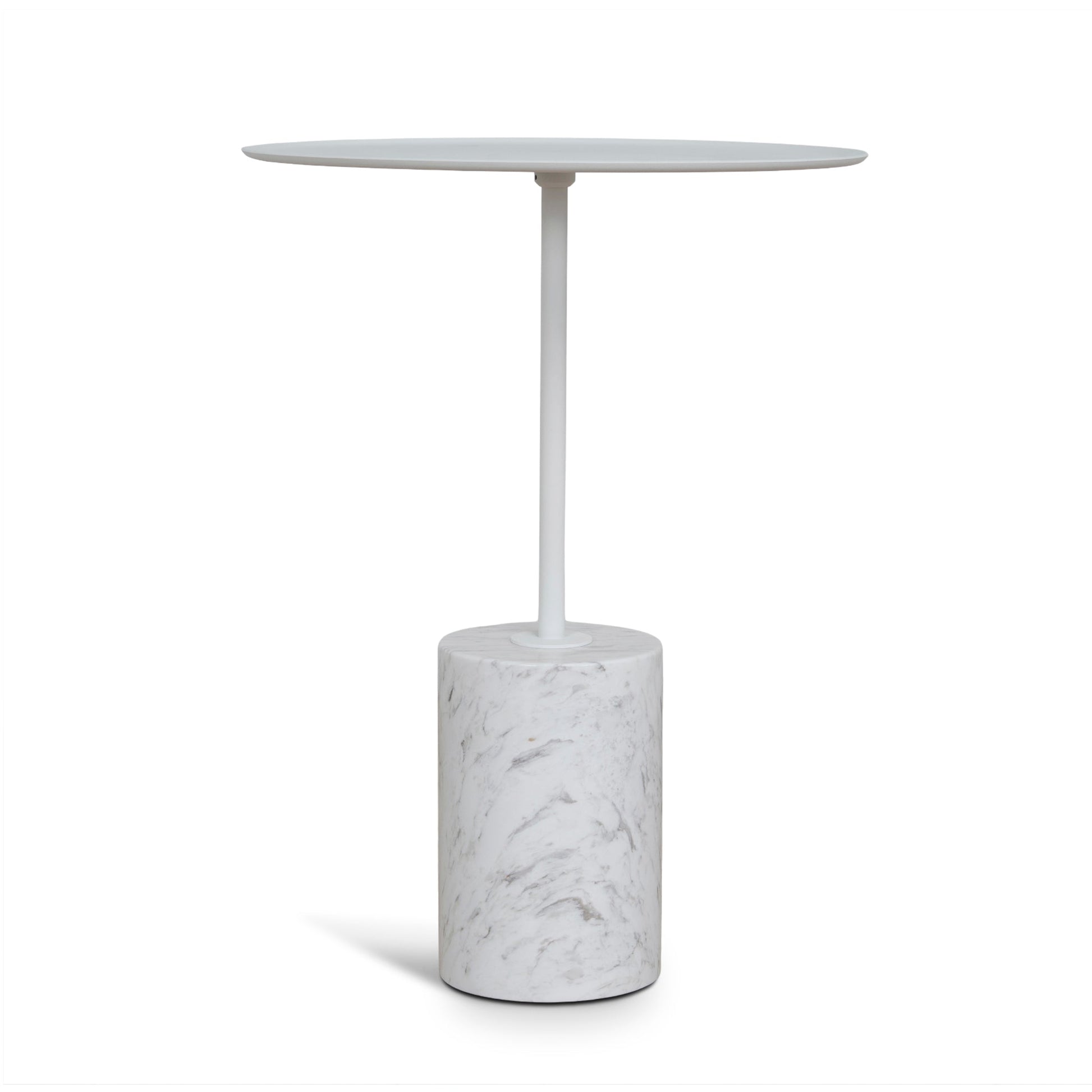 45cm Matte White Side Table - Carrara Marble